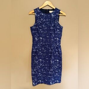 Michael Kors Sleeveless Blue+White Marble Sheath Dress Size 8
